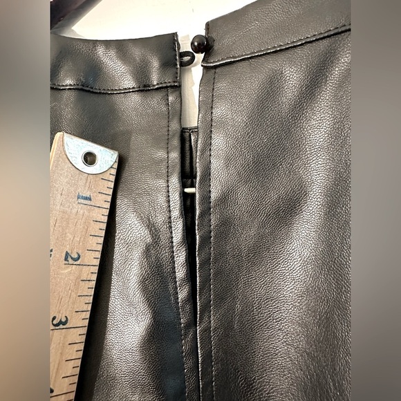 THML Anthropologie Lucille Short Puff Sleeve Faux Leather MEDIUM Babydoll A-Line - Picture 15 of 15